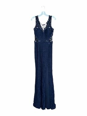 City Triangles | Navy Beaded Lace Maxi Dress | Size 3 | Formal Dress